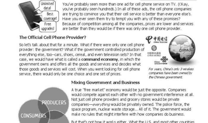 The market economy worksheet answer key