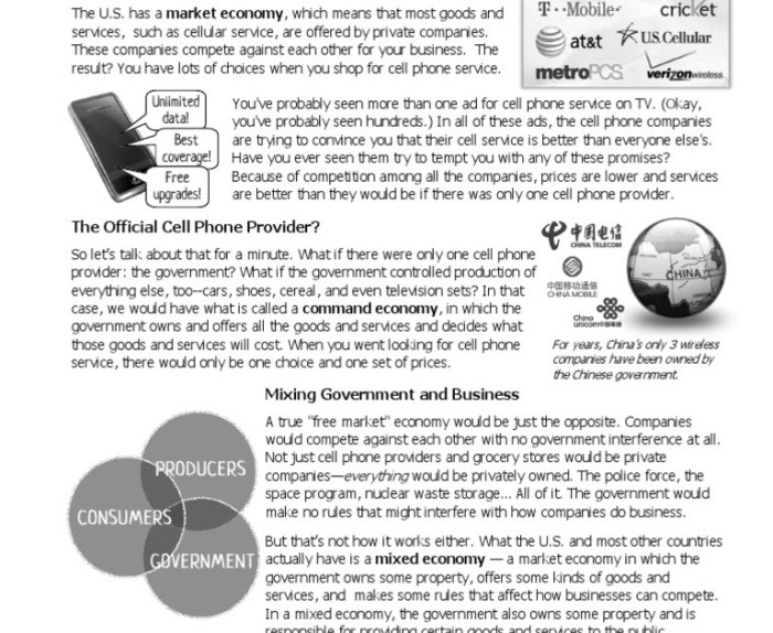 The market economy worksheet answer key