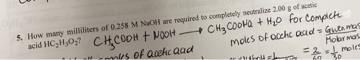 How many milliliters of 0.258 m naoh are required