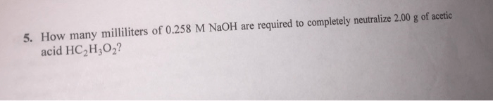 How many milliliters of 0.258 m naoh are required