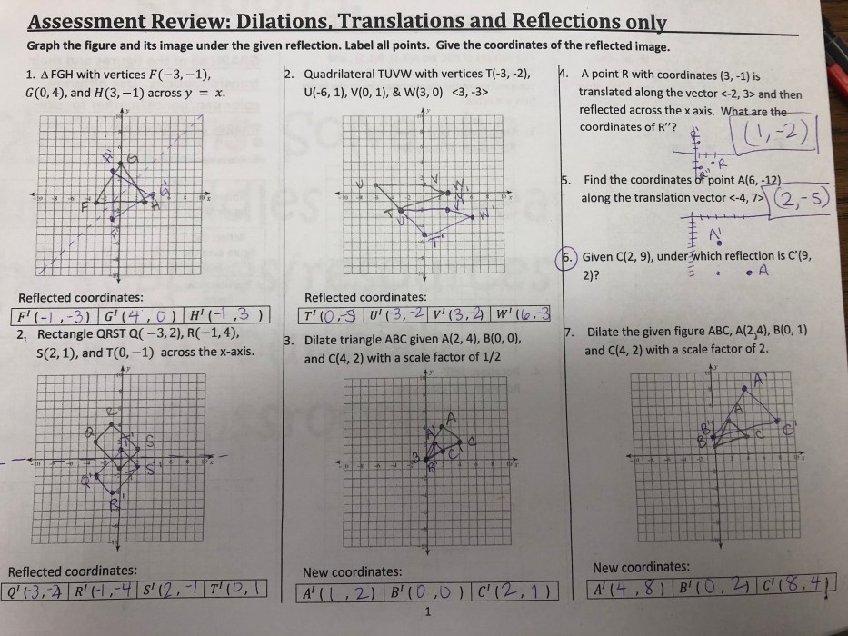 Geometry transformation composition worksheet answers key