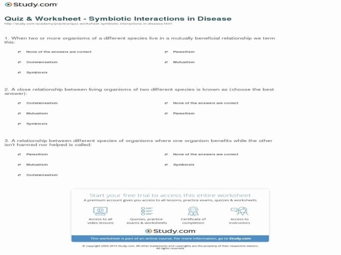 Symbiotic relationships worksheet good buddies