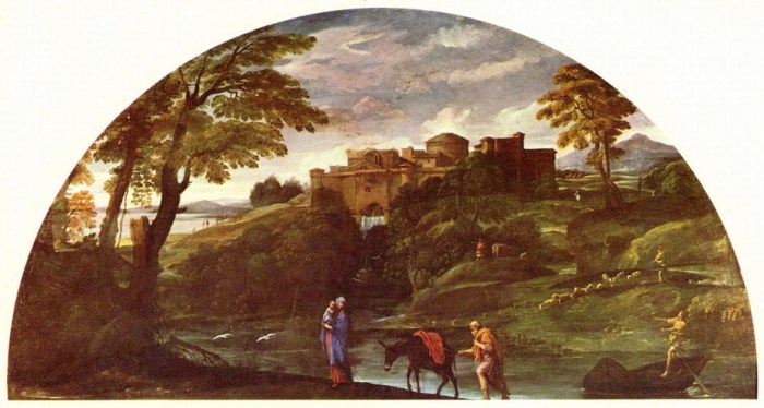 Annibale carracci landscape with flight into egypt